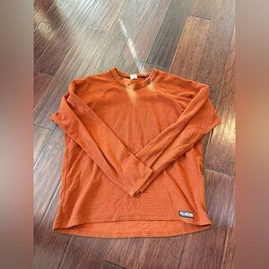 Melanzana mens orange microgrid base layer long sleeve shirt